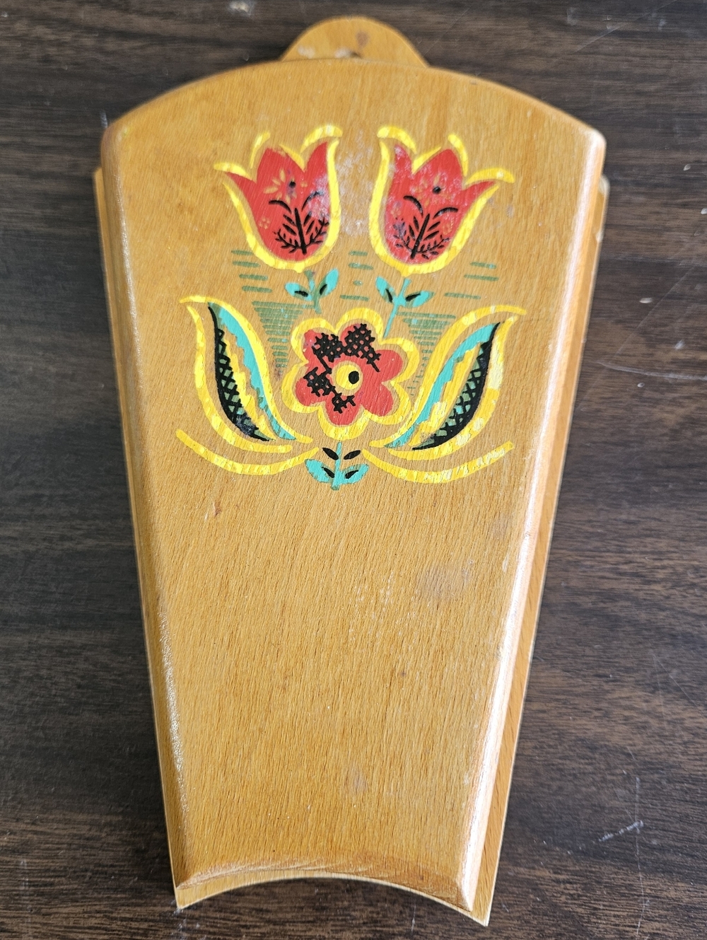 KnifeHolder Wooden Wall Mount Tulip Floral Design 9.5"×5.5"